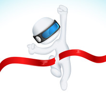 3d Man In Vector In Finishing Line