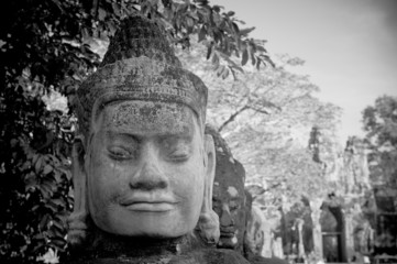 Papier Peint - head of gate guardian, angkor, cambodia