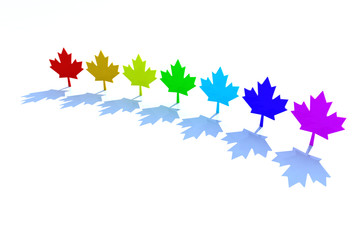 3d maple leafs rainbow colors