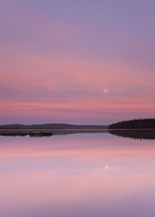 Wall Mural - Moon rising over swedish lake