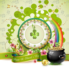 St. Patrick's Day Card Design With Clock