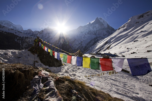 Tapeta ścienna Obóz bazowy w Annapurnie z machhapuchhre