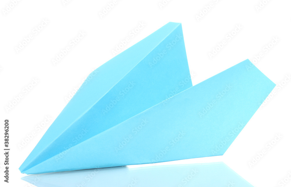 Origami paper airplane isolated on white