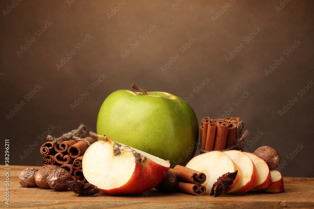 Cinnamon sticks,apples nutmeg and anise