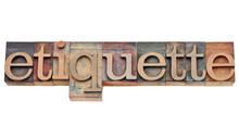 etiquette word in letterpress type
