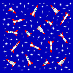 Wall Mural - Blue background with rockets