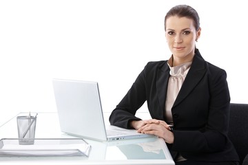 Canvas Print - Businesswoman with laptop