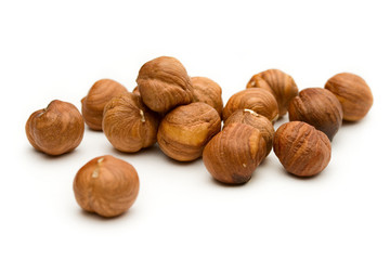 Poster - Hazelnuts on the white background