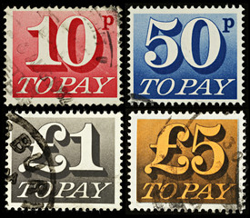 Wall Mural - Britain Postage Due Stamps