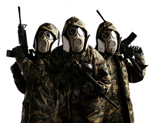 three armed soldiers