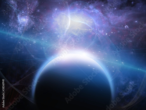 Fotoboard na płycie Planeta z włóknami nebulosu