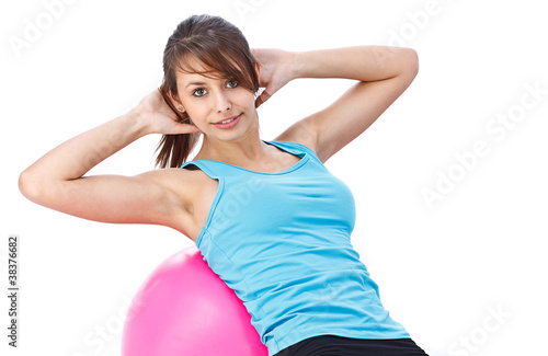 Plakat Kobieta z piłką fitness