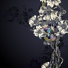 Black Background With Decorative Flowers