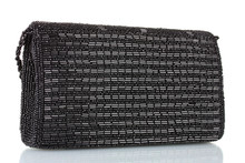 Black Clutch Embroidered With Beads Isolated On White
