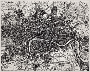 Historical map of London, England.