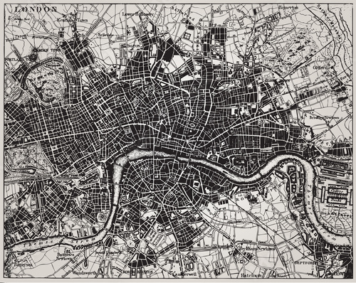Naklejka - mata magnetyczna na lodówkę Historical map of London, England.