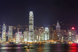Fototapeta Miasta - Hong Kong harbor at night
