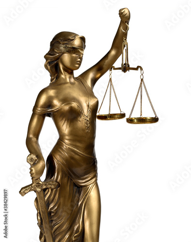 Obraz w ramie Lady of Justice on white background