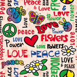 Peace and love seamless pattern