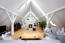 Large, Attractive Attic Room With Wood-burning Fireplace