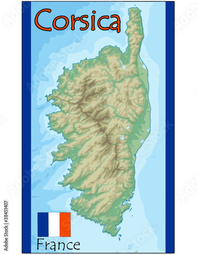 Fototapeta na szkło corsica island france map flag emblem
