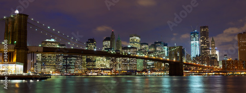 Naklejka dekoracyjna New York City Brooklyn Bridge panorama at dusk