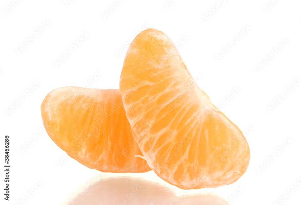 Ripe orange tangerine clove isolated on white