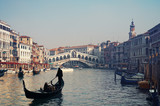 Fototapeta Big Ben - Rialto Bridge and gondolas  in Venice.