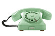 © Diverser - Old Style Green Analog Phone  With Loose Curly Cord