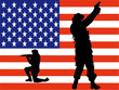 Soldatensilhouetten  vor amerikanischer Flagge