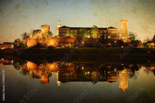 Board z aluminiowym obramowaniem Zamek wawel w Krakowie w stylu vintage