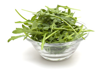 Poster - fresh rucola leafs in a glass bowl