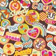 Cute pins and stickers, seamless pattern