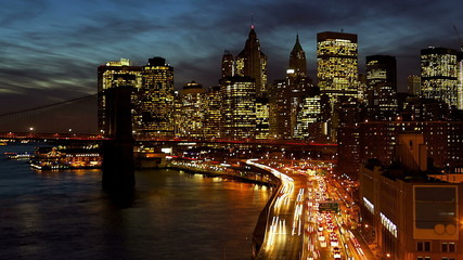 Wall Mural - New York City Manhattan with Brooklyn Bridge at dusk time lapse