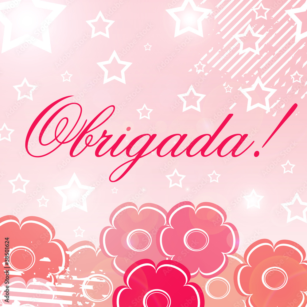 Cartão feminino de agradecimento com a palavra obrigada Stock Illustration  | Adobe Stock, image size:1000x1000