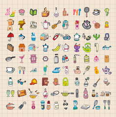 Wall Mural - hand draw home stuff set