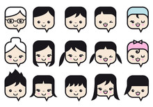 People Faces Vector Icon Set
