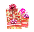 Holiday gift boxes on white background