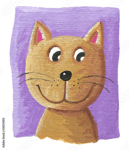 Fototapeta na wymiar Cute cat on purple background