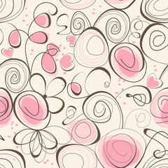 Poster - Calligraphic romantic seamless pattern