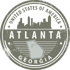 Canvas Print - Stamp with name of Georgia, Atlanta, vector