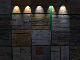 Wall Mural - abstract granite wall with power illumination, night details