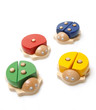 wooden bugs toys on white background