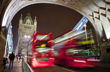 Buses Crossing Tower Bridge In London