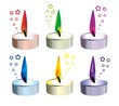 candles with colored flames
