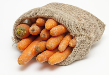 Poster - carrots in a burlap bag