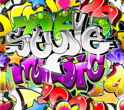 Naklejka - mata magnetyczna na lodówkę Graffiti Urban Art Background. Seamless design