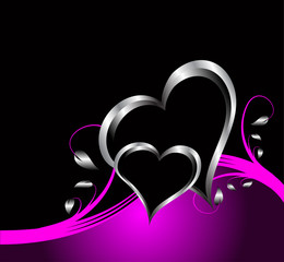 Wall Mural - A purple hearts Valentines Day Background