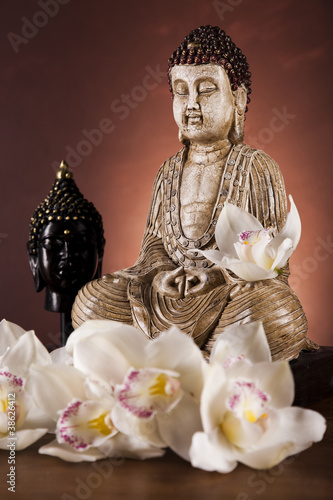 Obraz na płótnie canvas trzyczęściowy "tryptyk" Budda w koncepcyjnym zen