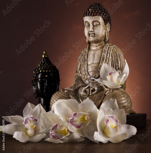 Obraz na płótnie canvas trzyczęściowy "tryptyk" Budda w koncepcyjnym zen